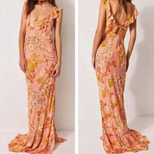 NWT Free People Remind Me Maxi Dress in Coral Combo Size XS